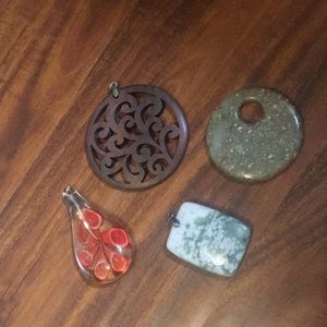 Set of Four Boho Necklace Pendants